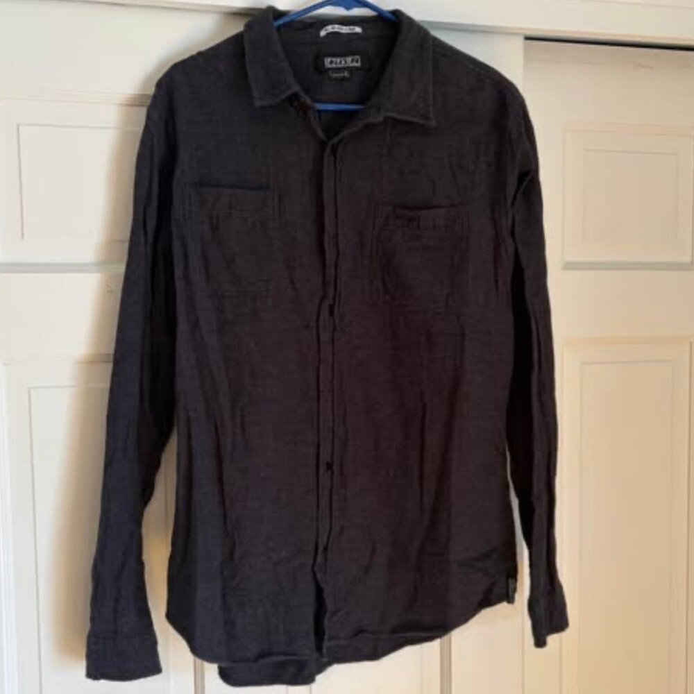 Men’s Ezekiel dark grey button up casual shirt